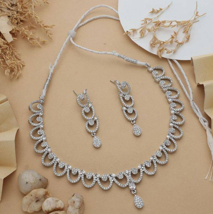 Anti tranish american diamond necklace set 920 Hyderabad jewelry market